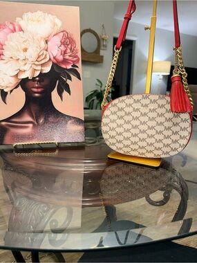 Michael Kors Signature MK Crossbody Bag in Logo/Red